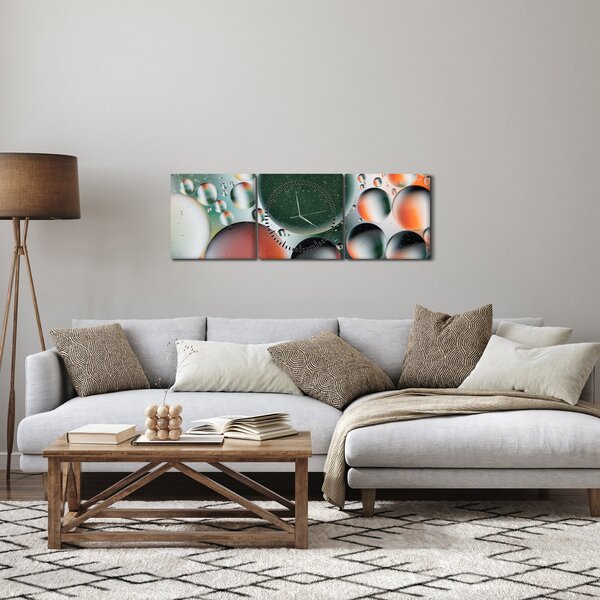 Obraz abstrakcji - bąbelki (z zegarem) (90x30 cm)