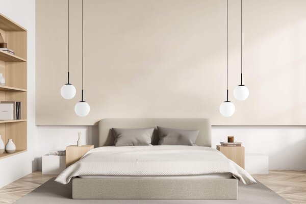 LAMPA WISZĄCA NOWOCZESNA CZARNA BIAŁA KULA FREDICA 15
