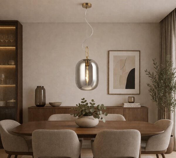 Lampa wisząca nad stół złota i grafitowa E27 BIANCA glamour