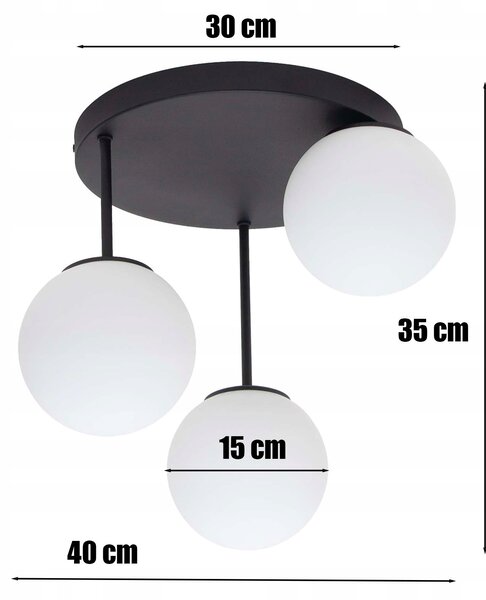 Lampa sufitowa Aurelia 3xE27 led czarna kule
