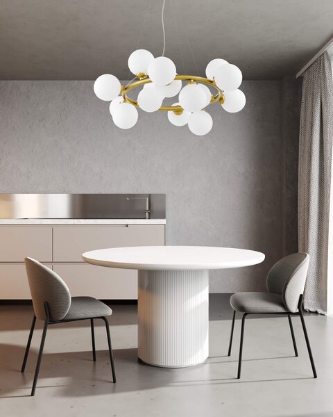 LAMPA WISZĄCA NOWOCZESNA MOSIĘŻNA BIAŁE KULE MARSIADA 15