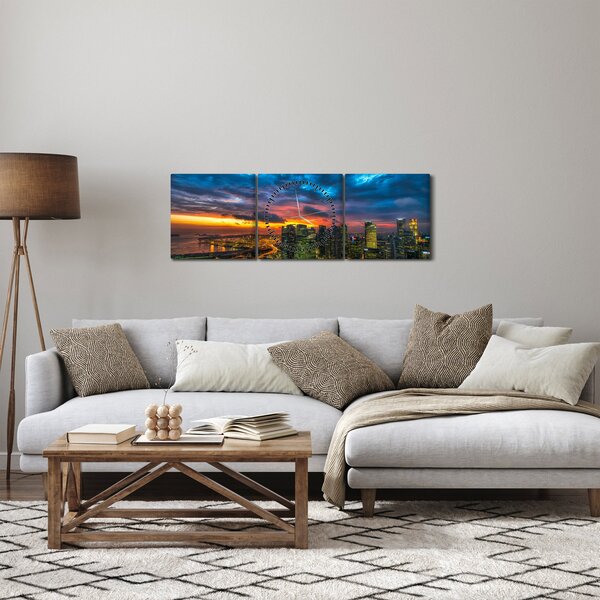 Obraz - Urban (z zegarem) (90x30 cm)