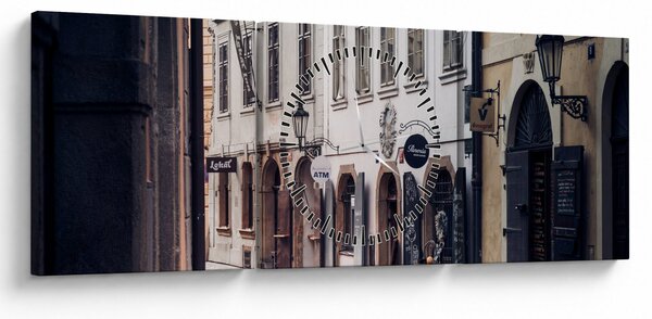 Obraz - Praska uliczka (z zegarem) (90x30 cm)