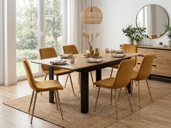 Rozkładany stół jadalniany MADO 120/160x80 cm, czarny/dąb artisan