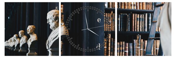 Obraz - W bibliotece (z zegarem) (90x30 cm)