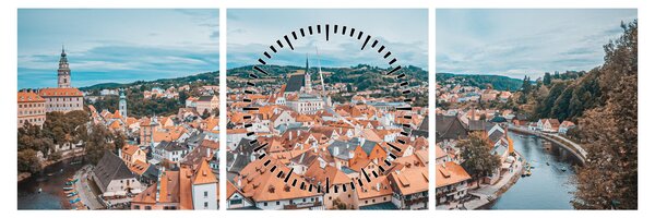 Obraz - Český Krumlov (z zegarem) (90x30 cm)