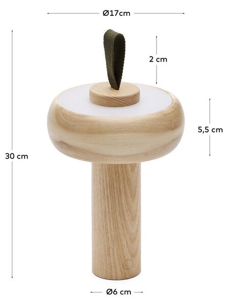 Lampa stołowa z litego drewna jesionowego LED ze ściemniaczem w naturalnym kolorze (wysokość 30 cm) Luba – Kave Home