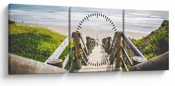 Obraz - Wejście na plażę (z zegarem) (90x30 cm)