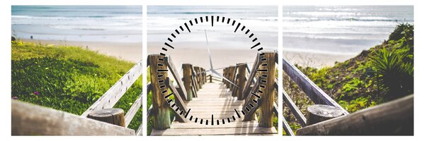 Obraz - Wejście na plażę (z zegarem) (90x30 cm)