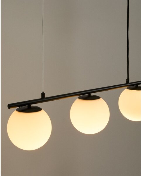 Biała/czarna metalowa lampa wisząca ze szklanym kloszem Brisia – Kave Home
