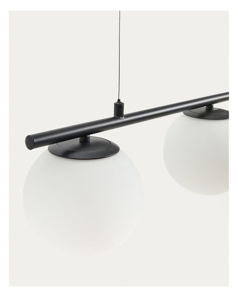 Biała/czarna metalowa lampa wisząca ze szklanym kloszem Brisia – Kave Home