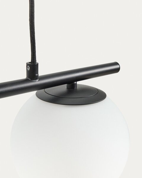 Biała/czarna metalowa lampa wisząca ze szklanym kloszem Brisia – Kave Home