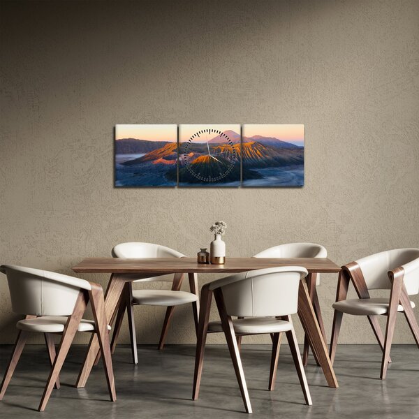 Obraz góry Bromo w Indonezji (z zegarem) (90x30 cm)
