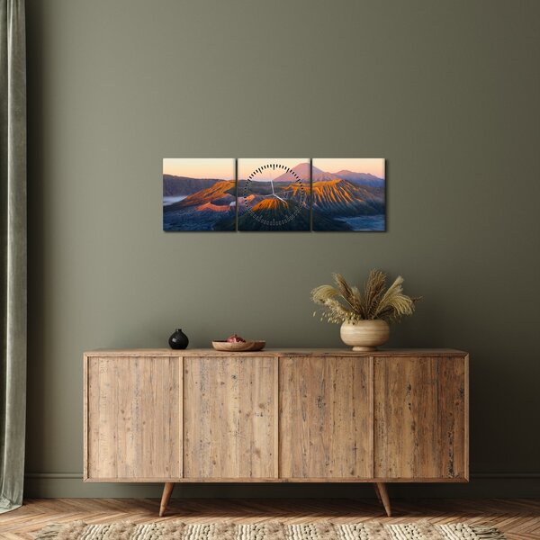 Obraz góry Bromo w Indonezji (z zegarem) (90x30 cm)