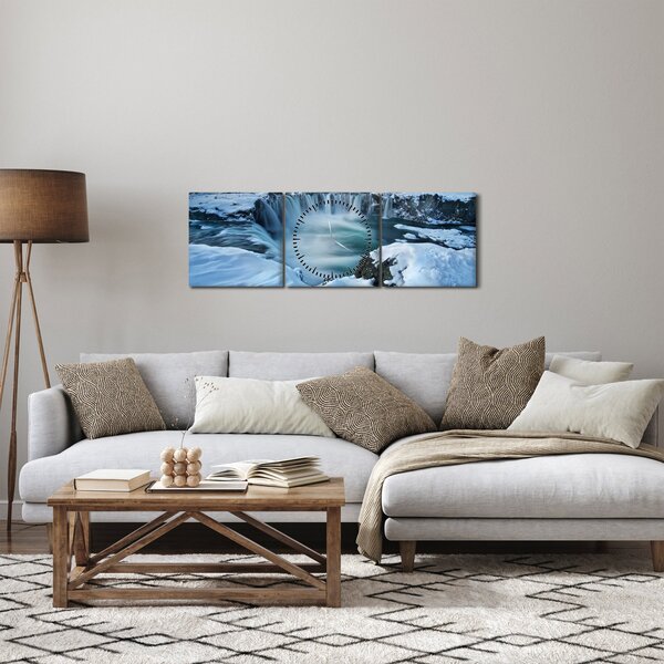 Obraz - Wodospad Bogów, Islandia (z zegarem) (90x30 cm)