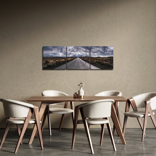 Obraz drogi na pustyni (z zegarem) (90x30 cm)