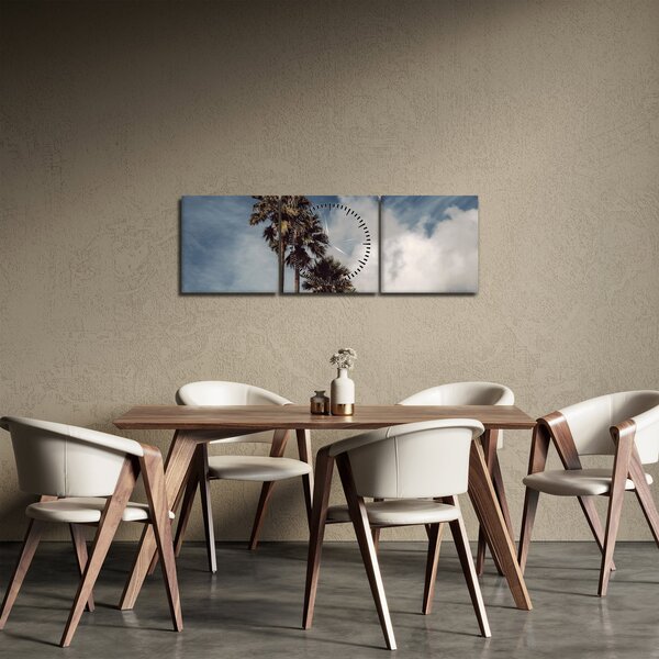 Obraz - Palmowy dramat (z zegarem) (90x30 cm)