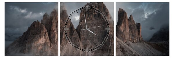 Obraz - Trzy Zęby, Włoskie Dolomity (z zegarem) (90x30 cm)