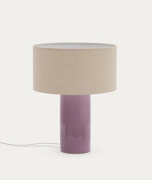 Fioletowa/beżowa lampa stołowa z tekstylnym kloszem (wysokość 52 cm) Toneric – Kave Home