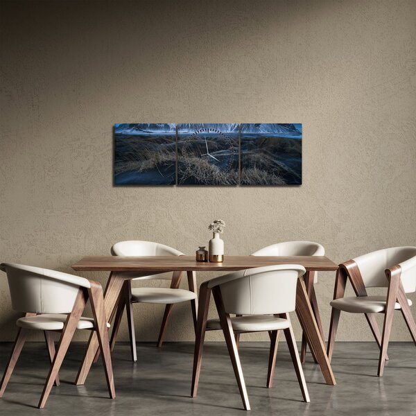 Obraz z widokiem na islandzkie szczyty (z zegarem) (90x30 cm)