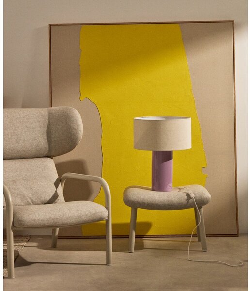 Fioletowa/beżowa lampa stołowa z tekstylnym kloszem (wysokość 52 cm) Toneric – Kave Home