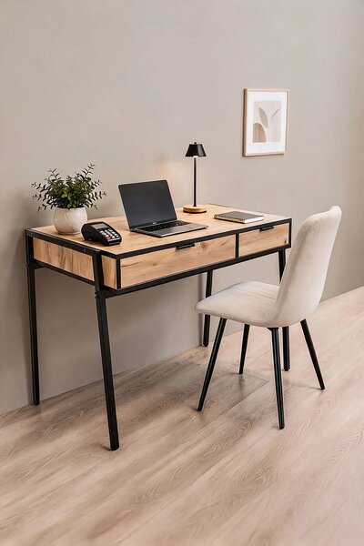 Nowoczesne biurko loftowe dąb craft czarny H4-S67