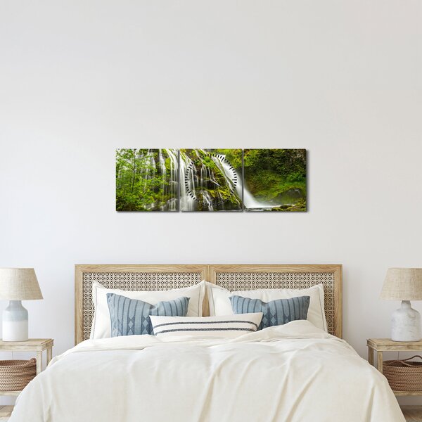 Obraz - Wodospad, Wind River Valley (z zegarem) (90x30 cm)