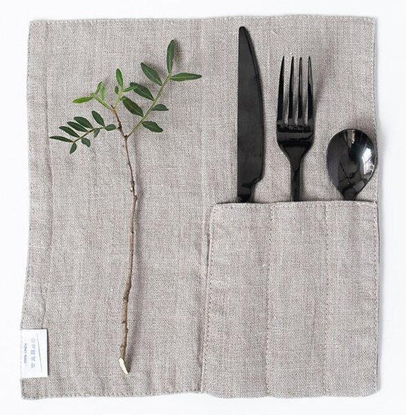 Lniana kieszonka na sztućce 2 szt. 23x23 cm Natural – Linen Tales