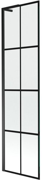 Mexen Next L parawan nawannowy 1-skrzydłowy 50 x 150 cm, czarna kratka, czarny - 895-050-000-03-77-70
