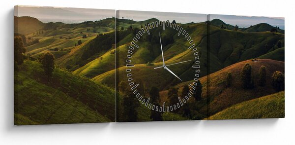Obraz - Widok na tajskie wzgórza (z zegarem) (90x30 cm)