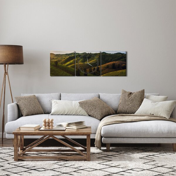 Obraz - Widok na tajskie wzgórza (z zegarem) (90x30 cm)