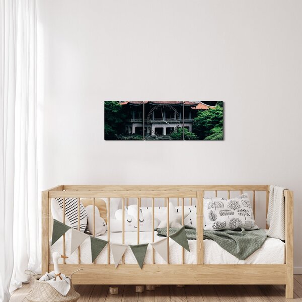 Obraz z japońskiego ogrodu narodowego (z zegarem) (90x30 cm)