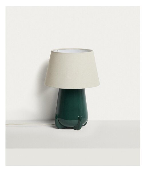 Zielona/w kolorze kości słoniowej lampa stołowa ceramiczna (wysokość 45,5 cm) Odra – Kave Home