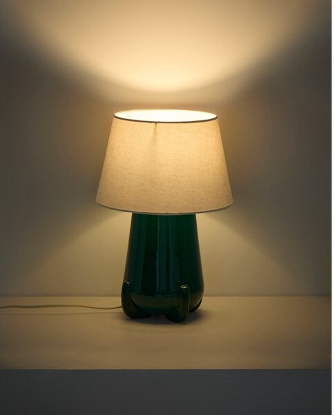 Zielona/w kolorze kości słoniowej lampa stołowa ceramiczna (wysokość 45,5 cm) Odra – Kave Home