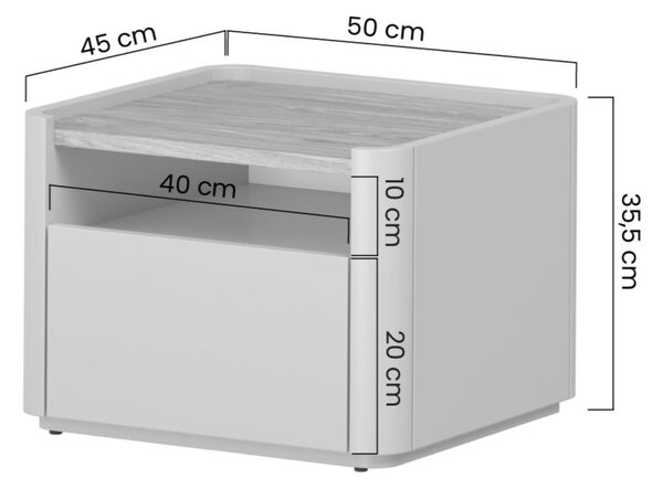 Szafka nocna Elivo 50 cm z szufladą - kaszmir / dąb olejowany