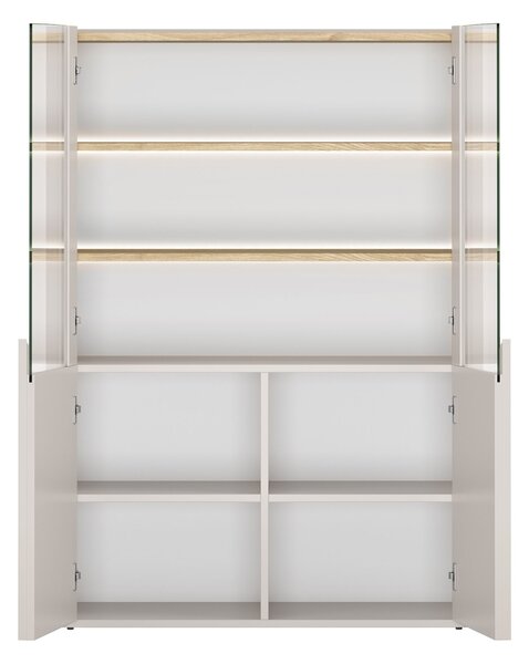 Witryna Amilio 100 cm dwudrzwiowa - kaszmir / dąb olejowany / uchwyty kaszmir