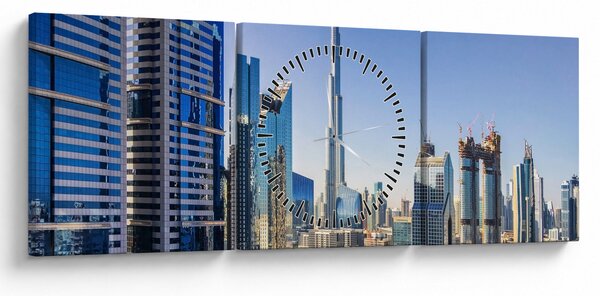Obraz - Dubaj rano (z zegarem) (90x30 cm)