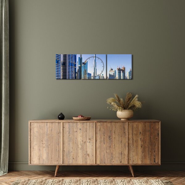 Obraz - Dubaj rano (z zegarem) (90x30 cm)