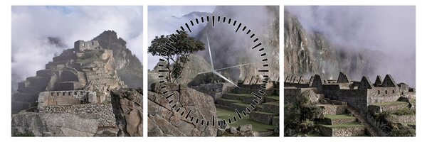 Obraz - Machu Picchu (z zegarem) (90x30 cm)