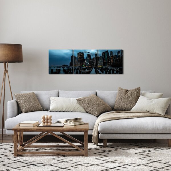 Obraz - Widok na drapacze chmur Nowego Jorku (z zegarem) (90x30 cm)