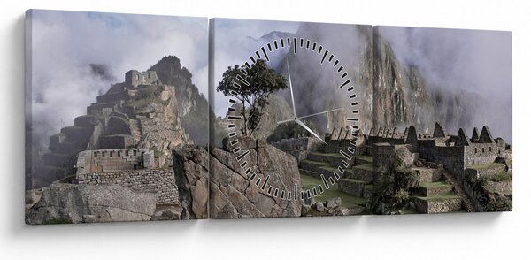 Obraz - Machu Picchu (z zegarem) (90x30 cm)