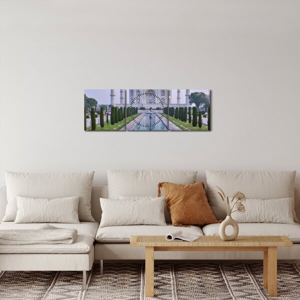 Obraz - Taj Mahal o wschodzie słońca (z zegarem) (90x30 cm)