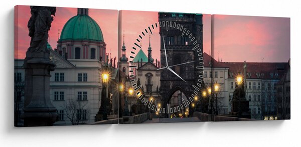 Obraz - Na Moście Karola (z zegarem) (90x30 cm)