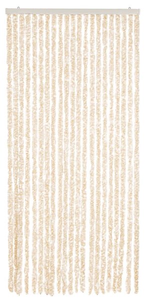 Zasłona przeciwko owadom, beżowo-biała, 90x200 cm, szenil
