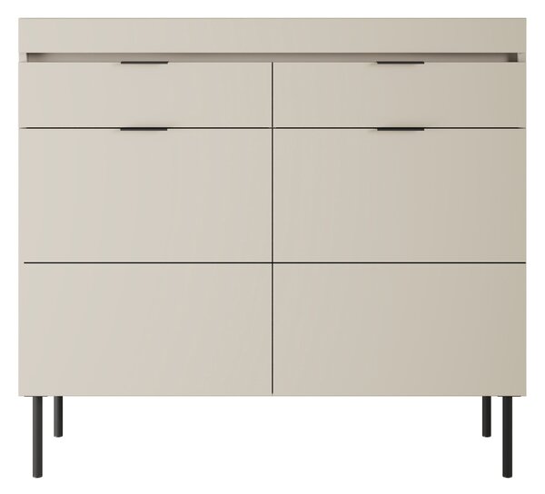 Komoda dwudrzwiowa Sentia 105 cm z dwoma szufladami - kaszmir / czarny