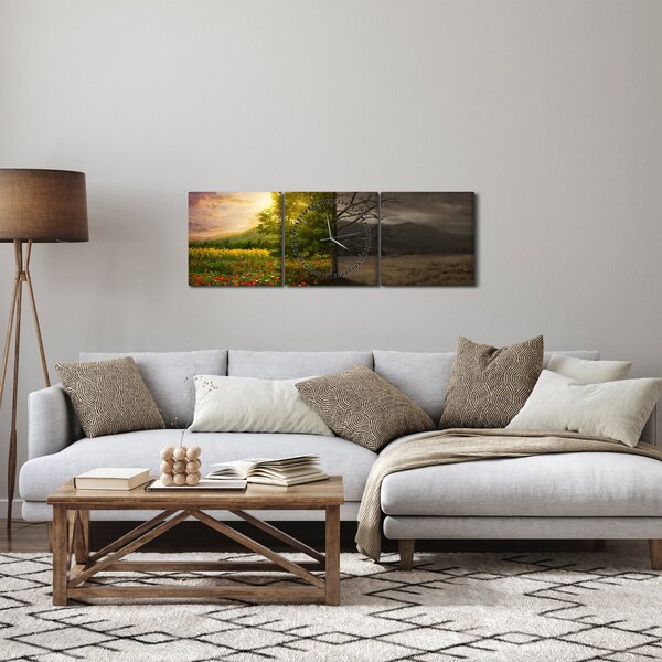 Obraz - Cykl życia (z zegarem) (90x30 cm)