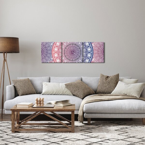 Obraz z mandali (z zegarem) (90x30 cm)