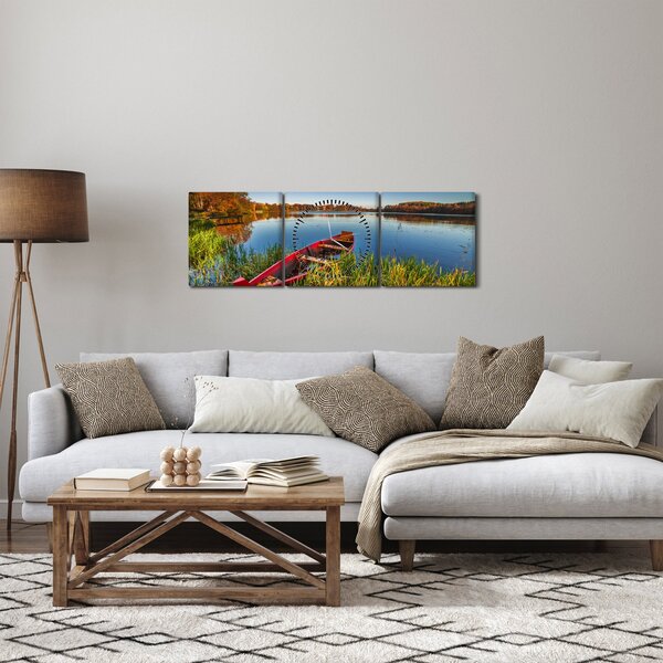 Obraz czerwonej kropki (z zegarem) (90x30 cm)