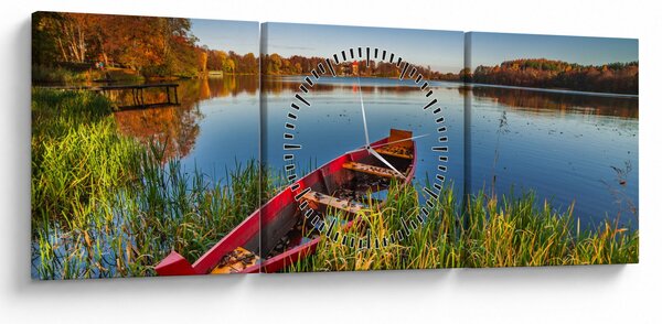 Obraz czerwonej kropki (z zegarem) (90x30 cm)