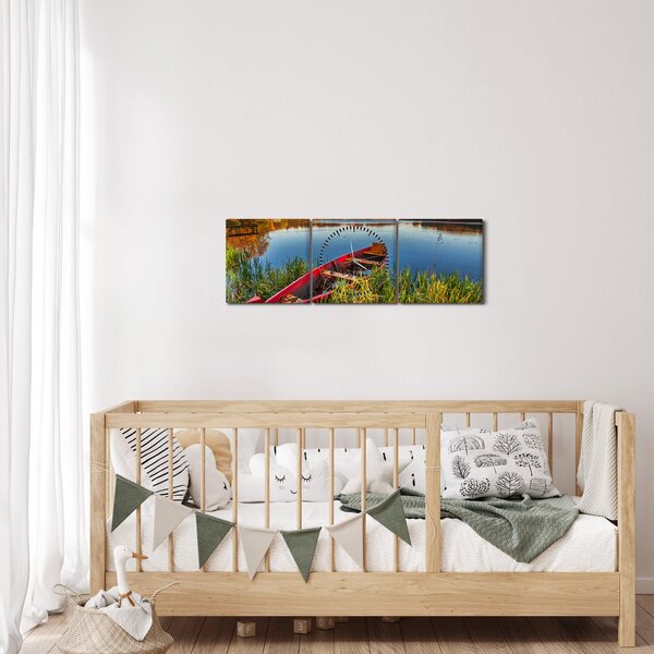 Obraz czerwonej kropki (z zegarem) (90x30 cm)